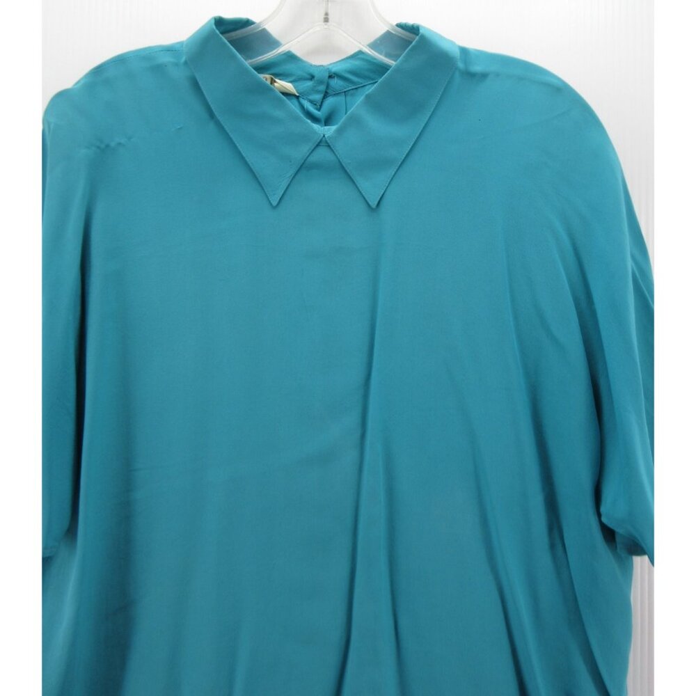 VINTAGE Fenn Wright & Manson Top Medium Large Silk Blouse Cropped * - Picture 2 of 14